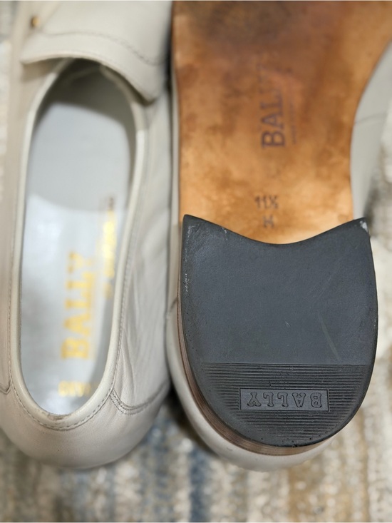 Bally Men’s Cream Leather Slip-On Loafers with Gold Studs main image 4